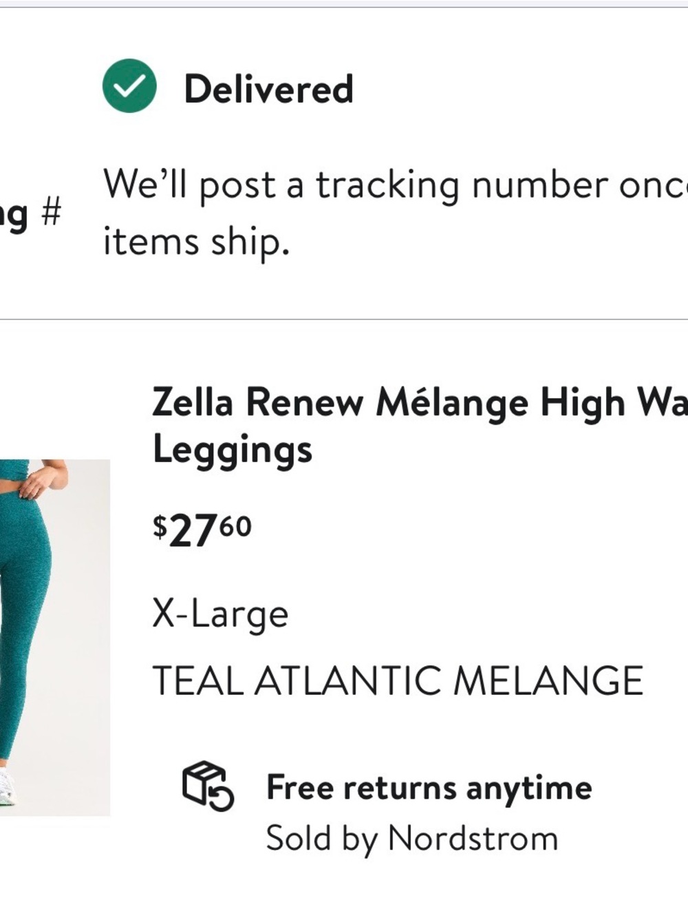 Zella Teal Mélange High-Waist Active Leggings